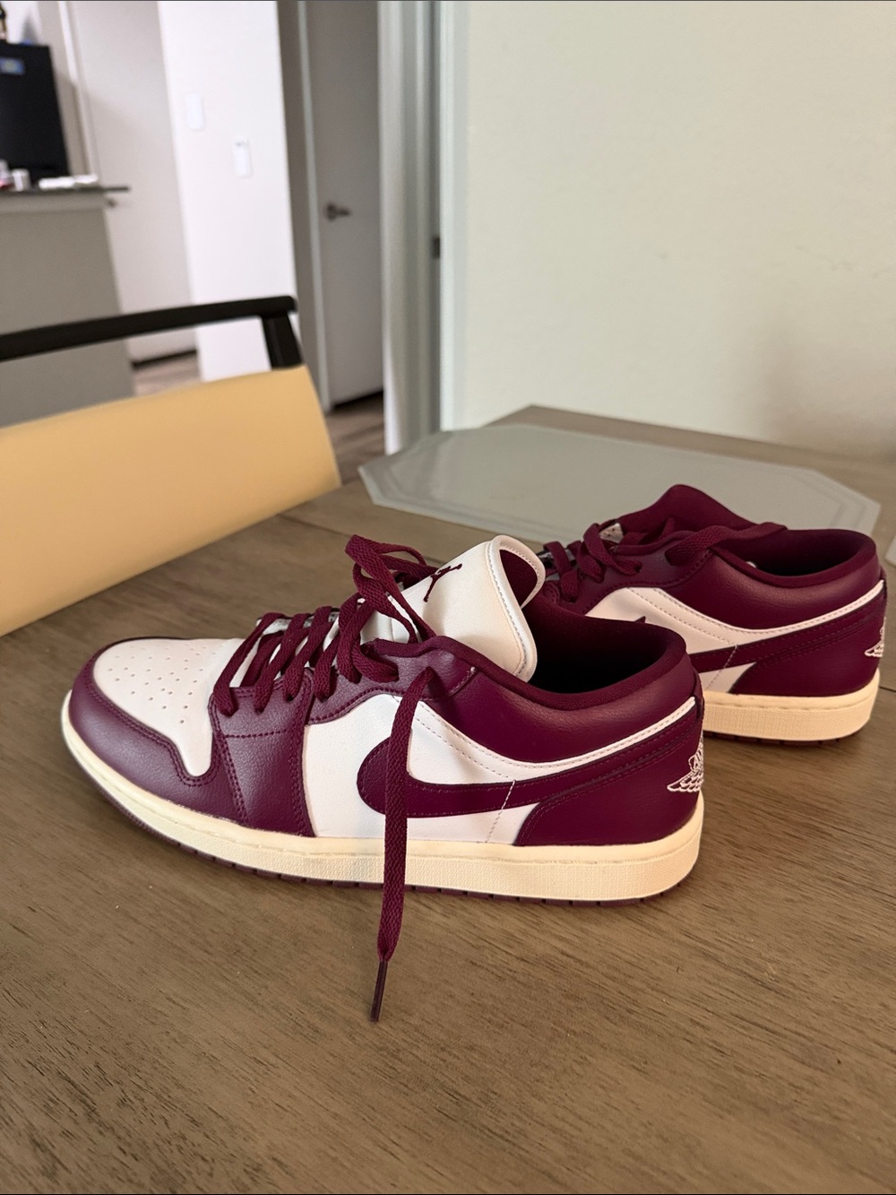 Nike Low-Top Sneakers in White and Burgundy